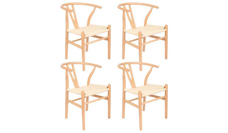 Nicholas Winter 4x Beech Wood Danish Style Dining Chairs - Natural