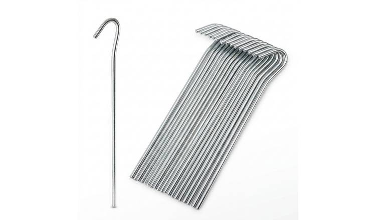Keplin Pack of 20 Galvanised Alloy Steel Tent Pegs 23cm - Silver