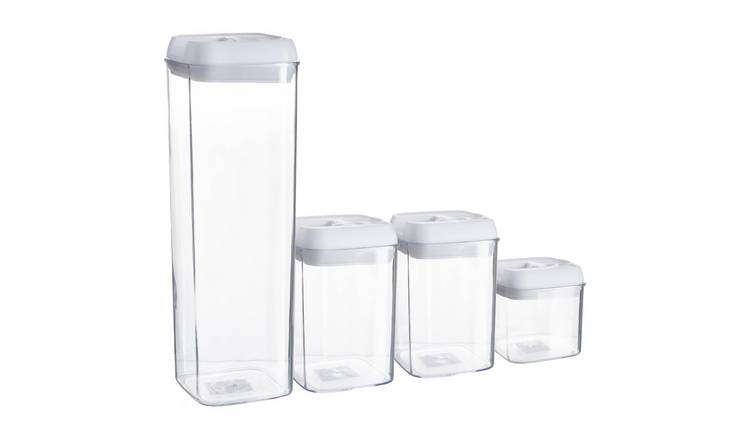 Argon Tableware 4 Piece Flip Lock Plastic Food Storage Containers Set - White