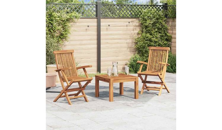 Walplus 2 Piece Teak Wood With Armrests Folding Chairs - Brown - 55 x 60 x 89 cm