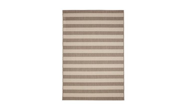 Mega Flooring Beige Modern Striped Rug - 120 x 170cm