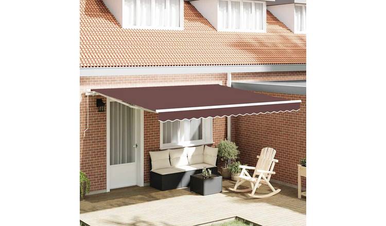 Walplus Manual Polyester Retractable Awning - Brown - 400x300 cm