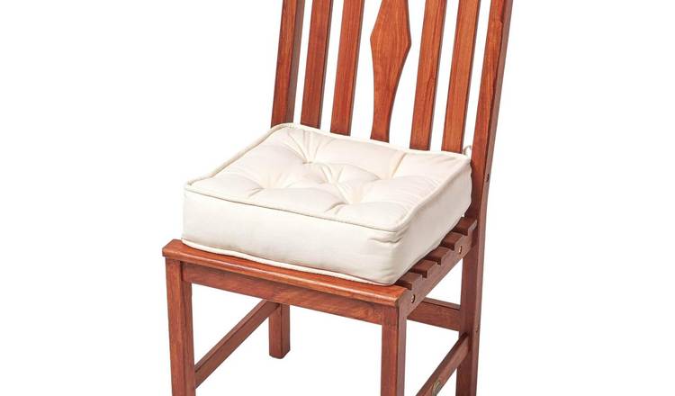 Homescapes Cotton Dining Chair Booster Cushion - Cream