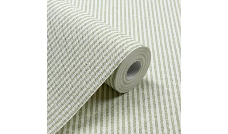 Grandeco Pinstripe Nursery Textured Wallpaper - Green