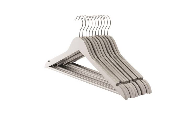 Harbour Housewares Wooden Coat Hangers - Grey - Pack of 10