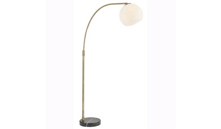 Loops Direct Steel and Glass Floor Lamp - Matt Antique Brass