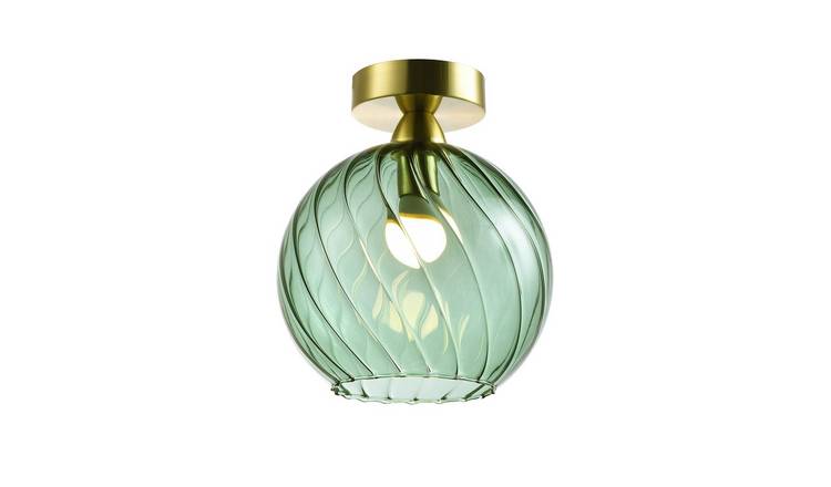 Happy Homewares Green Chic with Brushed Gold Base Ceiling Light - 20cm