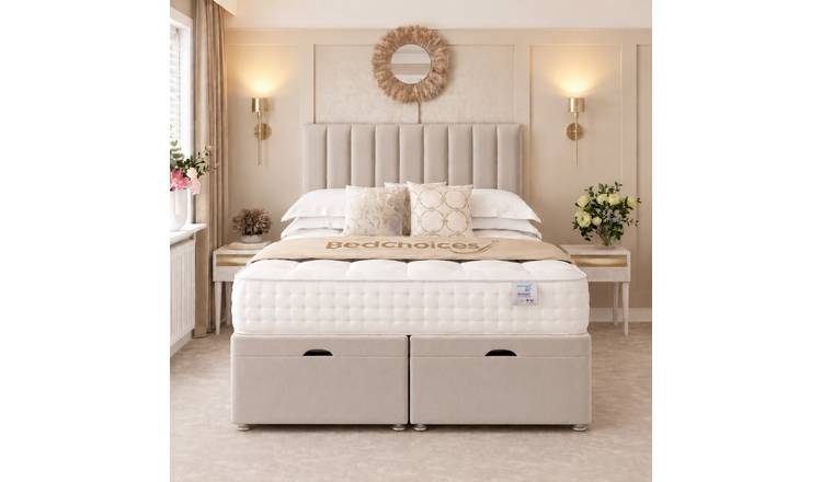 Bed Choices Apollo Single Ottoman Divan Bed with 54" Headboard - Cream