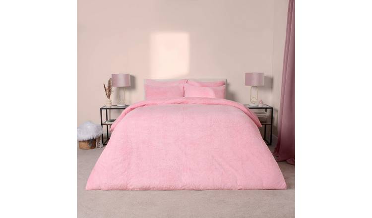 OHS Thermal Soft Teddy Fleece Duvet Cover Bedding Set Pink - Single