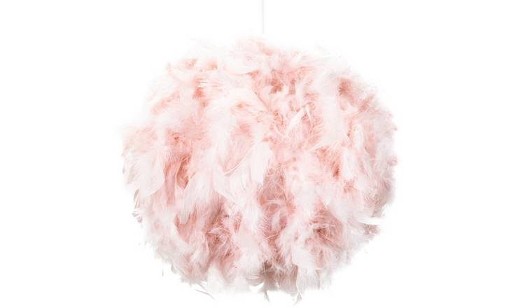 Happy Homewares Pink Genuine Feather Decorated Pendant Shade - 40cm