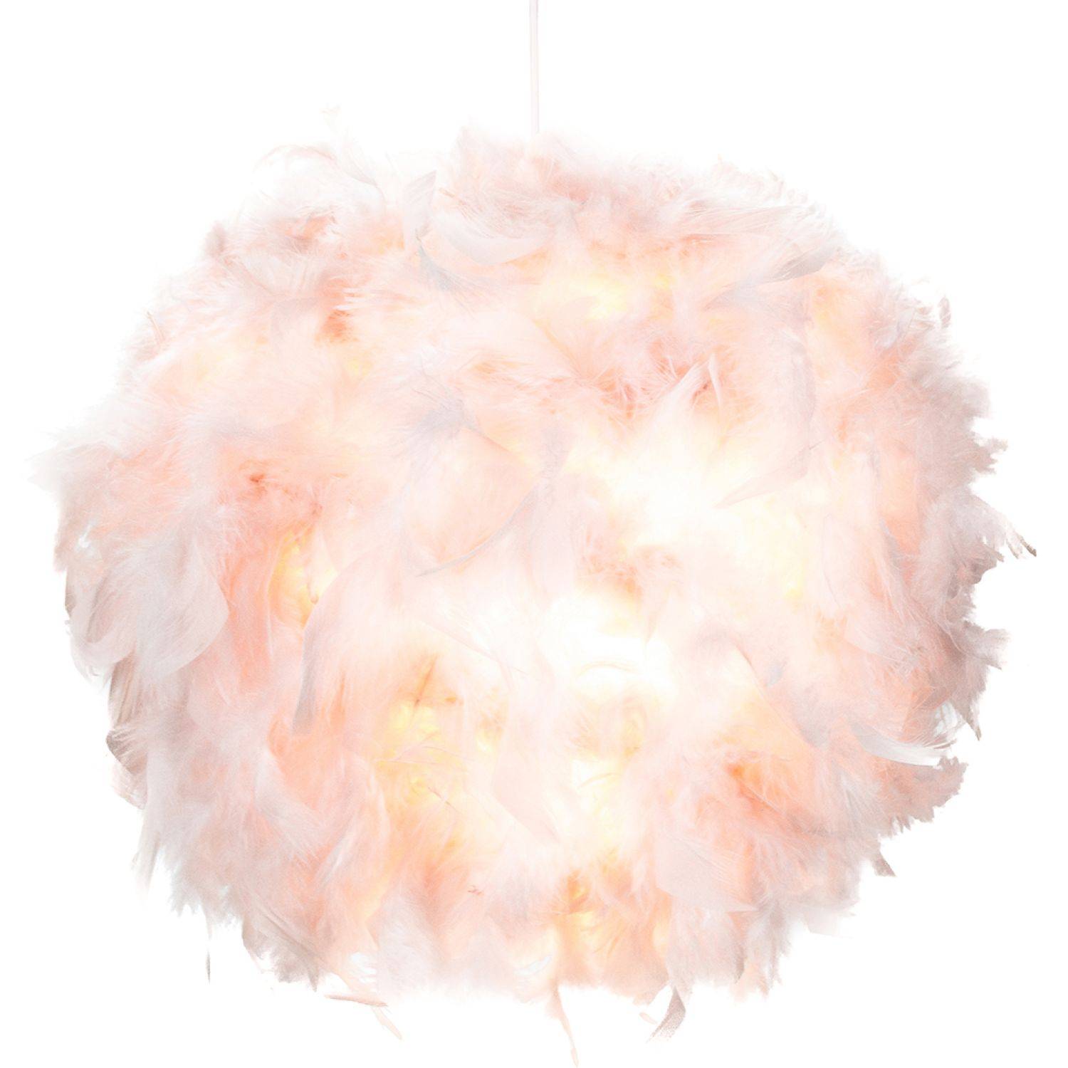 Happy Homewares Pink Genuine Feather Decorated Pendant Shade - 40cm - Image 2