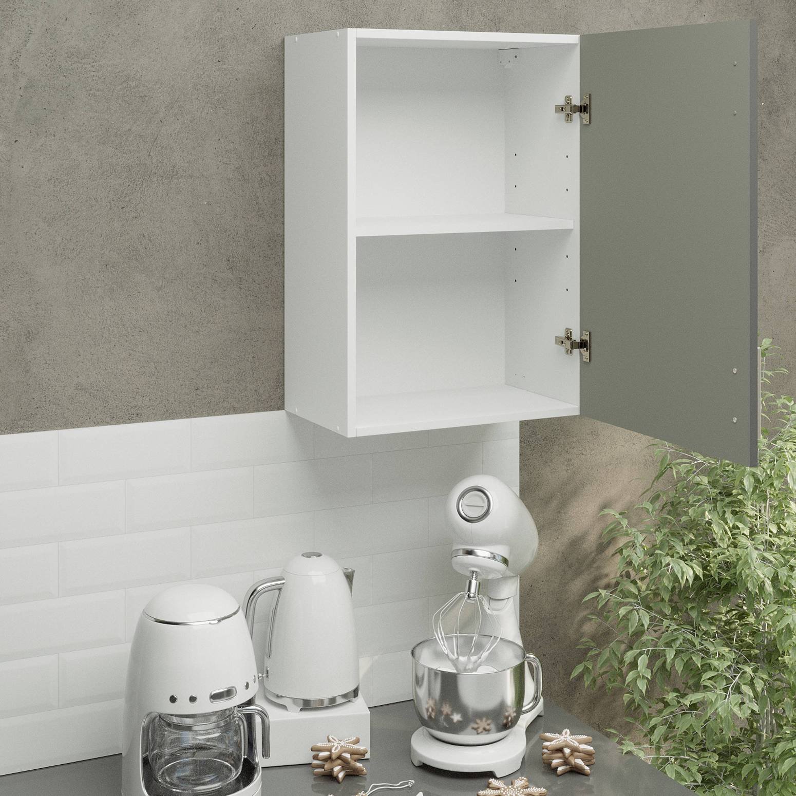 JD Greta 500mm Wall Cabinet with 1 Door - Grey Matt - Image 2