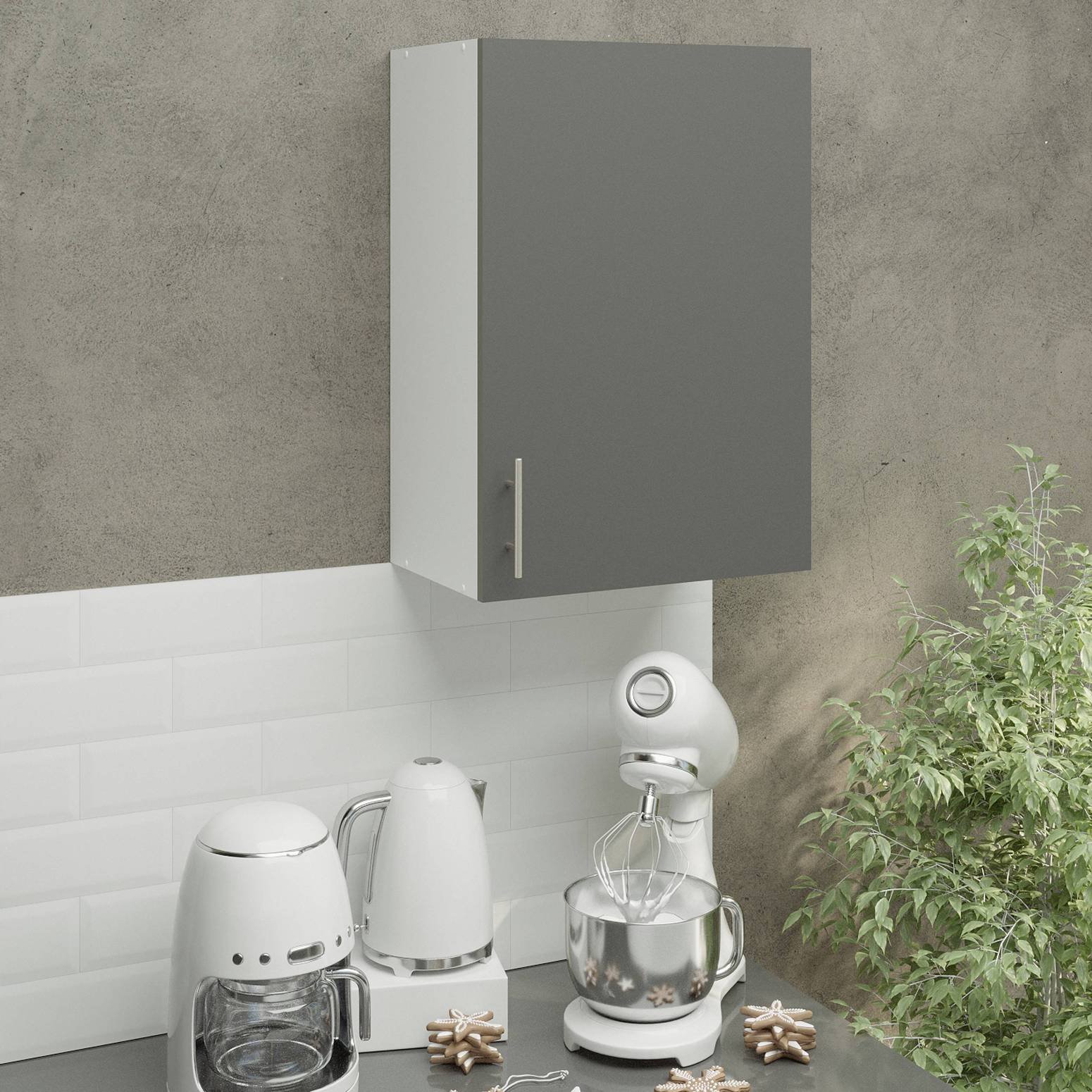 JD Greta 500mm Wall Cabinet with 1 Door - Grey Matt - Image 3