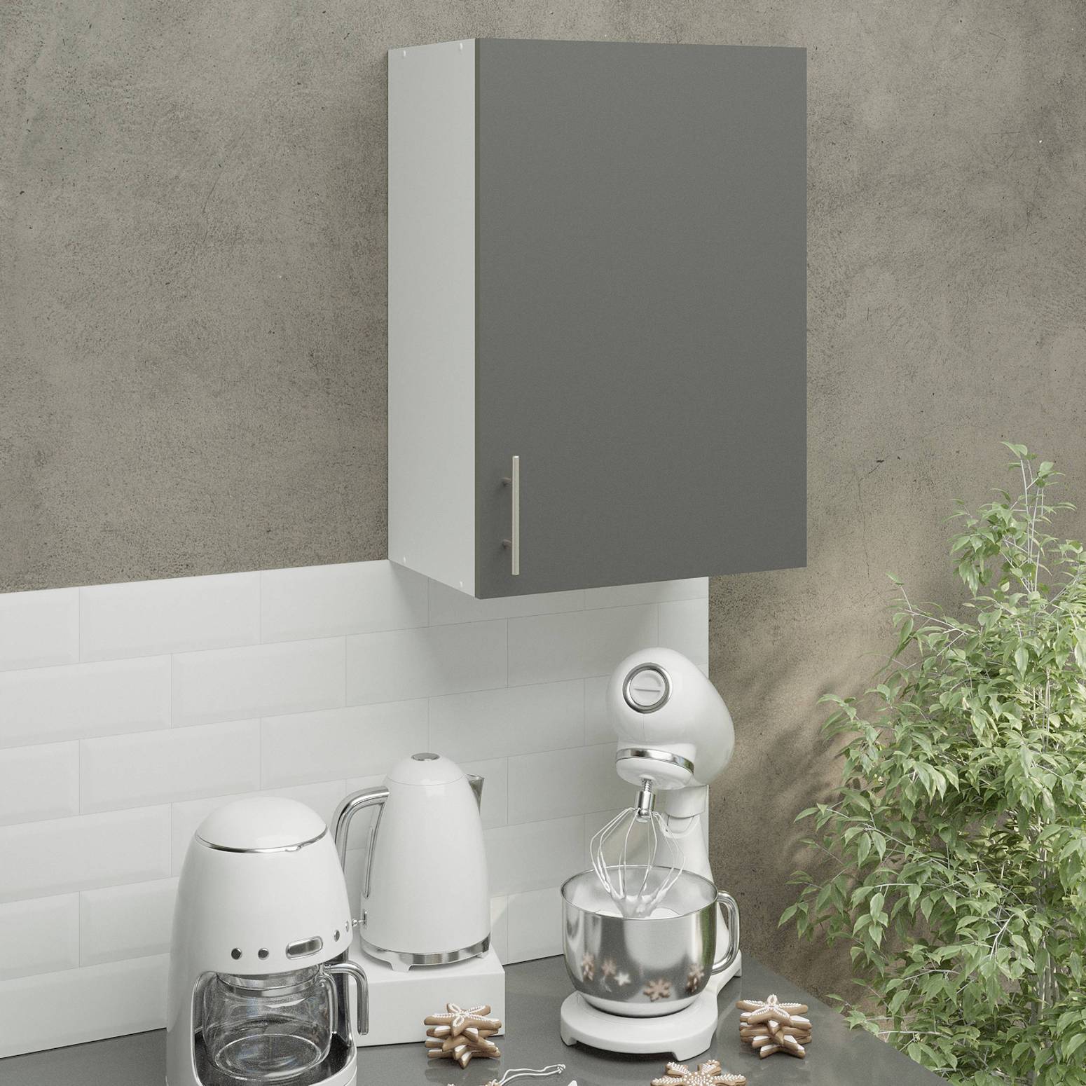 JD Greta 500mm Wall Cabinet with 1 Door - Grey Matt - Image 3