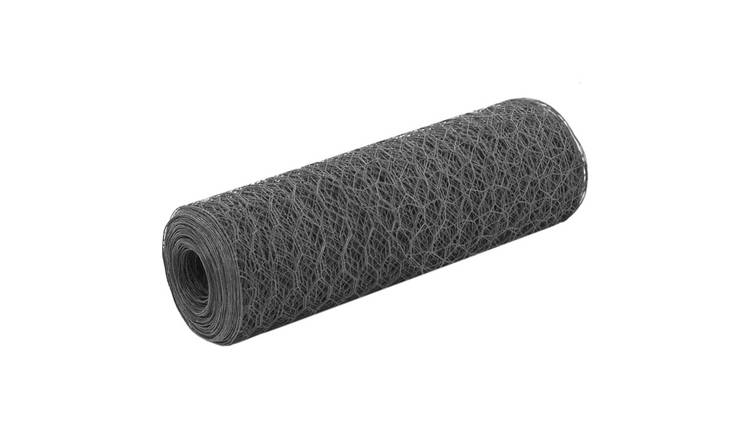 Walplus Steel Chicken Wire Fence - Grey - 25 x 0.5 m