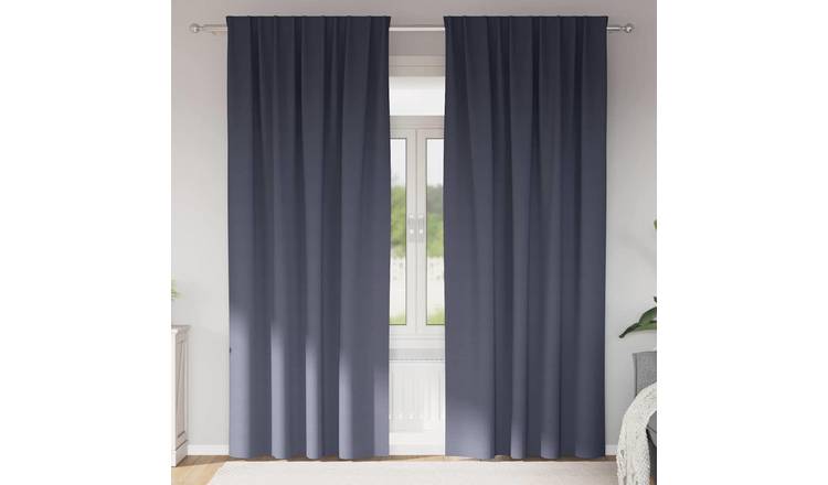 Walplus Set of 2 Ring Top Blackout Curtains - Anthracite - 245 x 140 cm