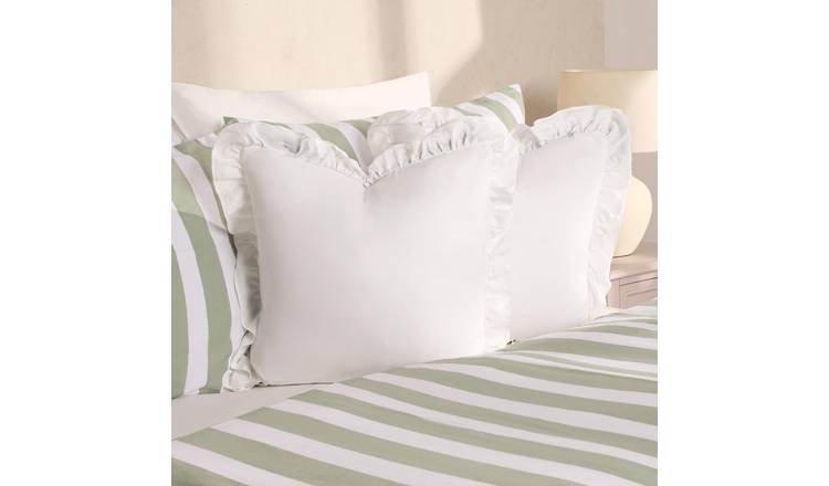 OHS 2 Pack Frill Cushion Covers 45 x 45cm - White
