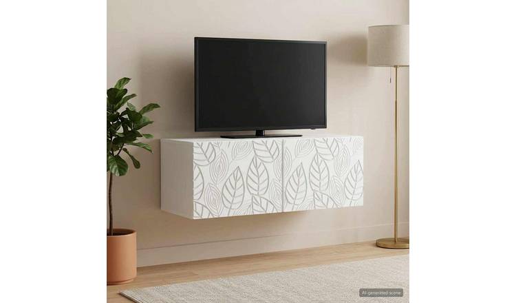 Walplus 2 Door Wall Mounted TV Cabinet Wall-Mounted - White - 78.5 x 31 x 30 cm
