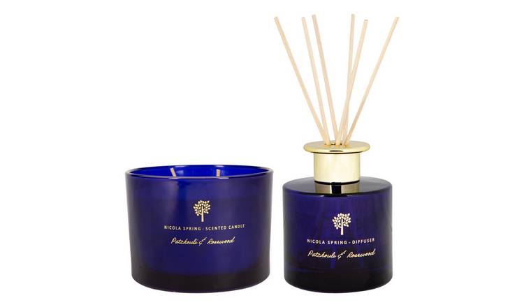 Nicola Spring 350ml Scented Candle & Reed Diffuser Set - Patchouli & Rosewood