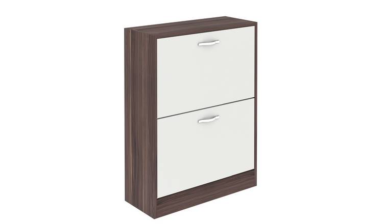 Vida Designs 2 Drawer Shoe Cabinet - Walnut & White