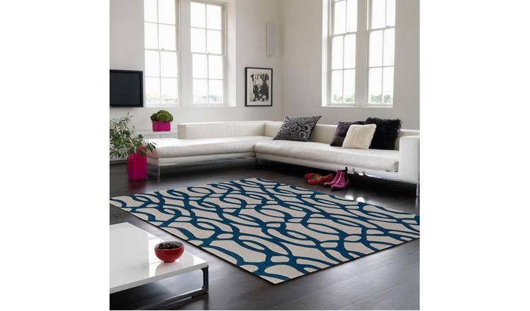 Mega Flooring Blue Handmade Abstract Rug - 120 x 170cm