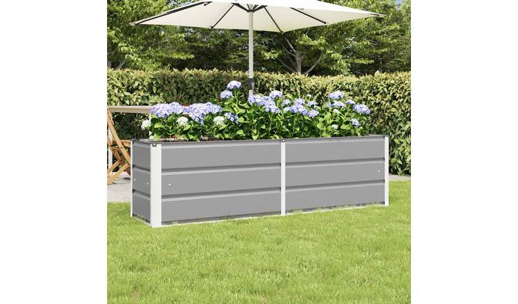 Walplus Steel Garden Planter - Light Grey - 160 x 40 x 45 cm