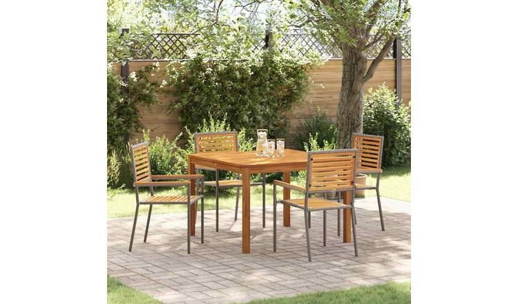 Walplus 5 Piece Garden Dining Set Tall Unit - Grey - 110 x 110 x 75 cm
