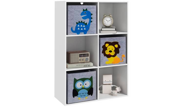 ZONEKIZ 6 Cubes Fabric Storage Boxes with Three Non Woven Fabric Drawers - White