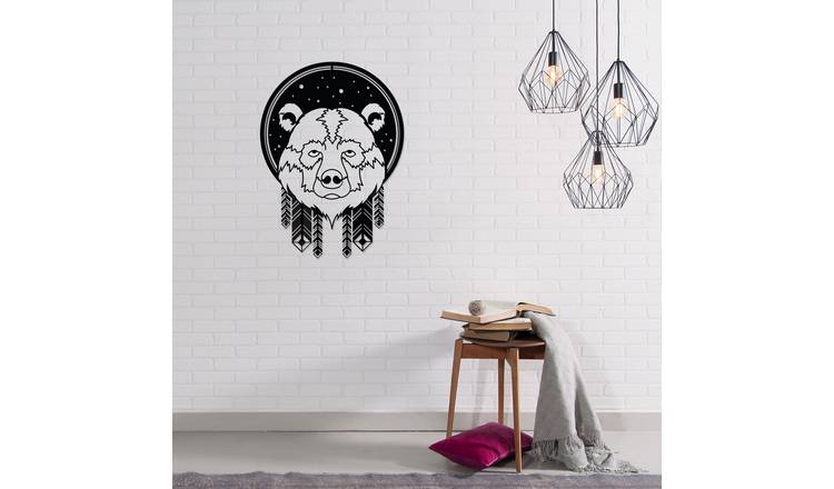 Decortie Metal Wall Art Bear Metal Sculpture - black
