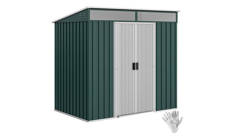 Outsunny Metal Garden Shed with Foundation Kit with Vents - Green