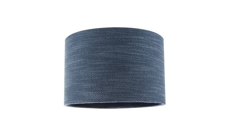 Happy Homewares Bobbled and Textured Linen in Navy Midnight Lampshade - 30cm