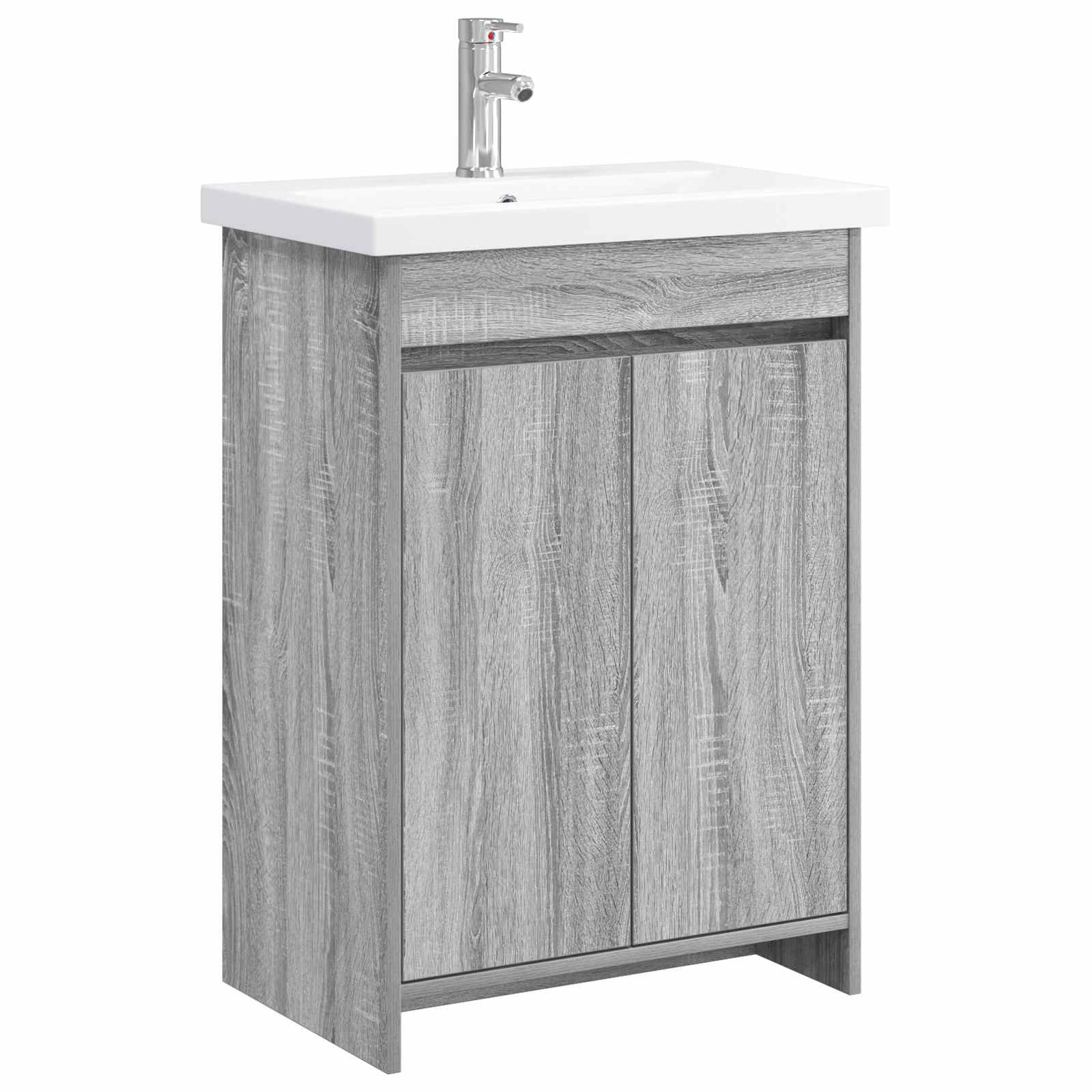 Walplus Wood Bathroom Set with 1 Shelf - Grey Sonoma - 81 x 40 x 84.5 cm - Image 2