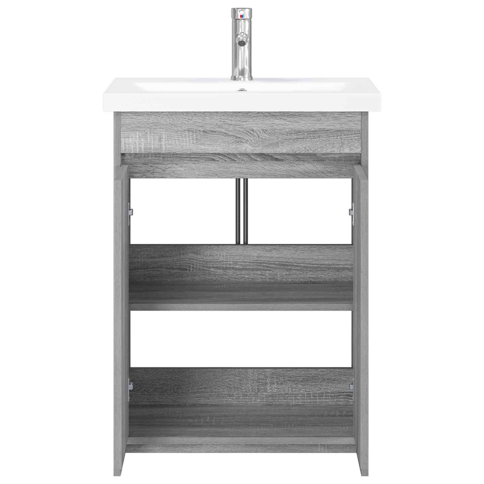 Walplus Wood Bathroom Set with 1 Shelf - Grey Sonoma - 81 x 40 x 84.5 cm - Image 3