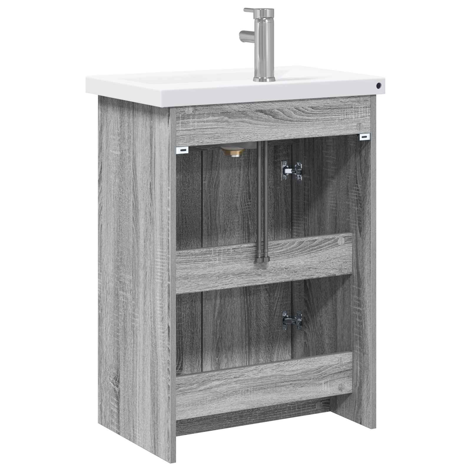 Walplus Wood Bathroom Set with 1 Shelf - Grey Sonoma - 81 x 40 x 84.5 cm - Image 7