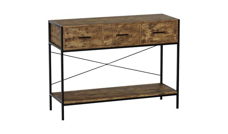 Vida Designs Brooklyn 3 Drawer Console Table - Dark Wood