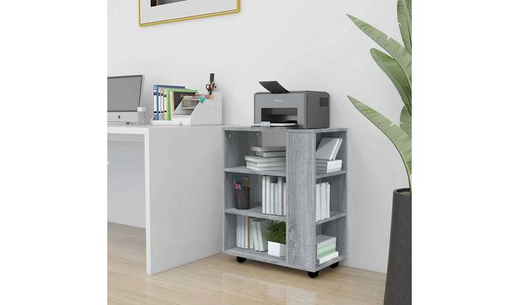 Walplus Engineered Wood Lockable Rolling Cabinet - Grey Sonoma - 60 x 35 x 75 cm