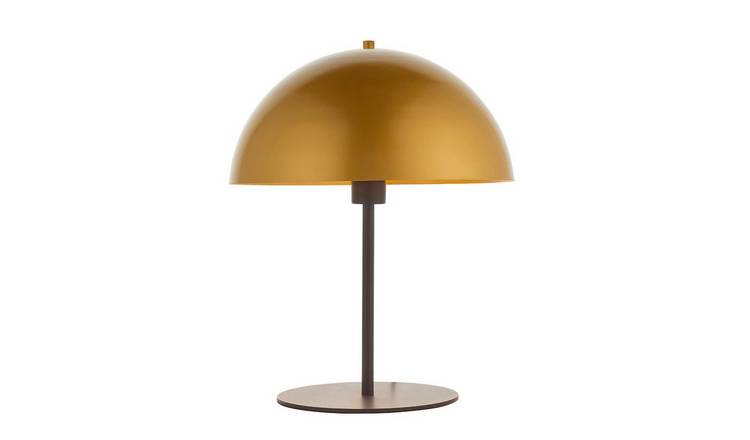 Loops Direct 35cm Steel Table Lamp - Soft Gold Dome Dark Bronze