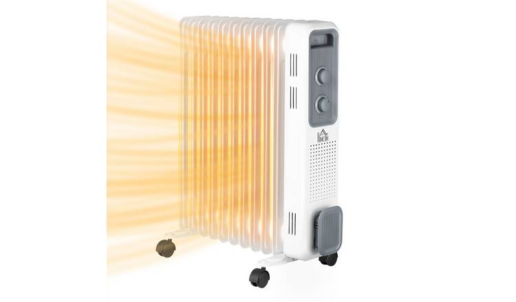 HOMCOM Portable 11 Fin Oil Filled Radiator with 3 Heat Settings - White