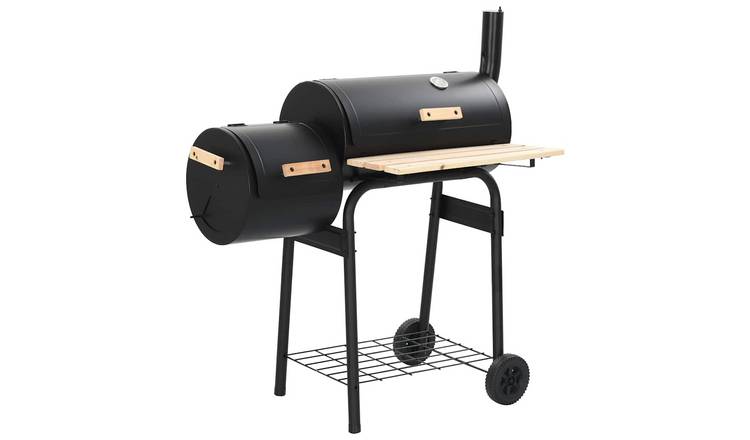 Walplus Steel Classic BBQ Offset Smoker - Black - 103 x 60 x 113 cm
