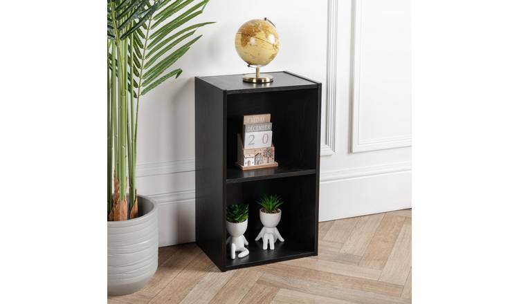 Home Treats Wooden 2 Tier Cube Bookshelf - Black