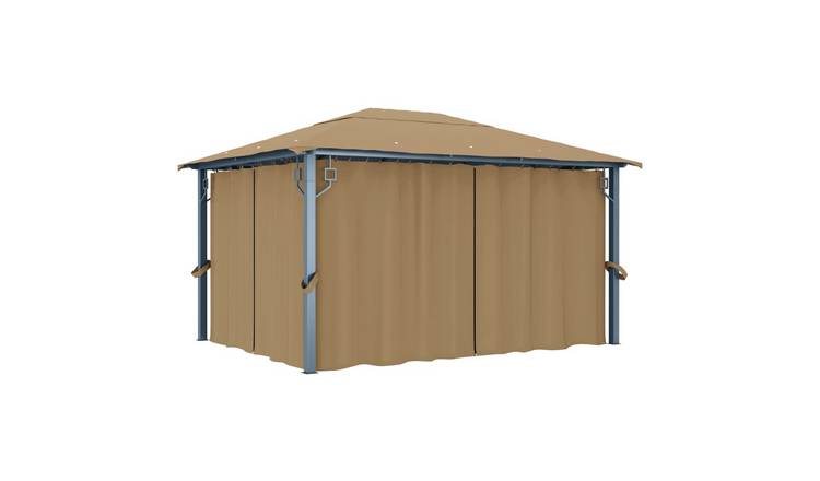 Walplus 400 x 300 cm Aluminium Gazebo with Curtain - Taupe