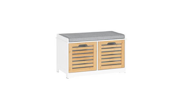 SoBuy 2 Door 2 Shelf Shoe Storage Bench - Bamboo