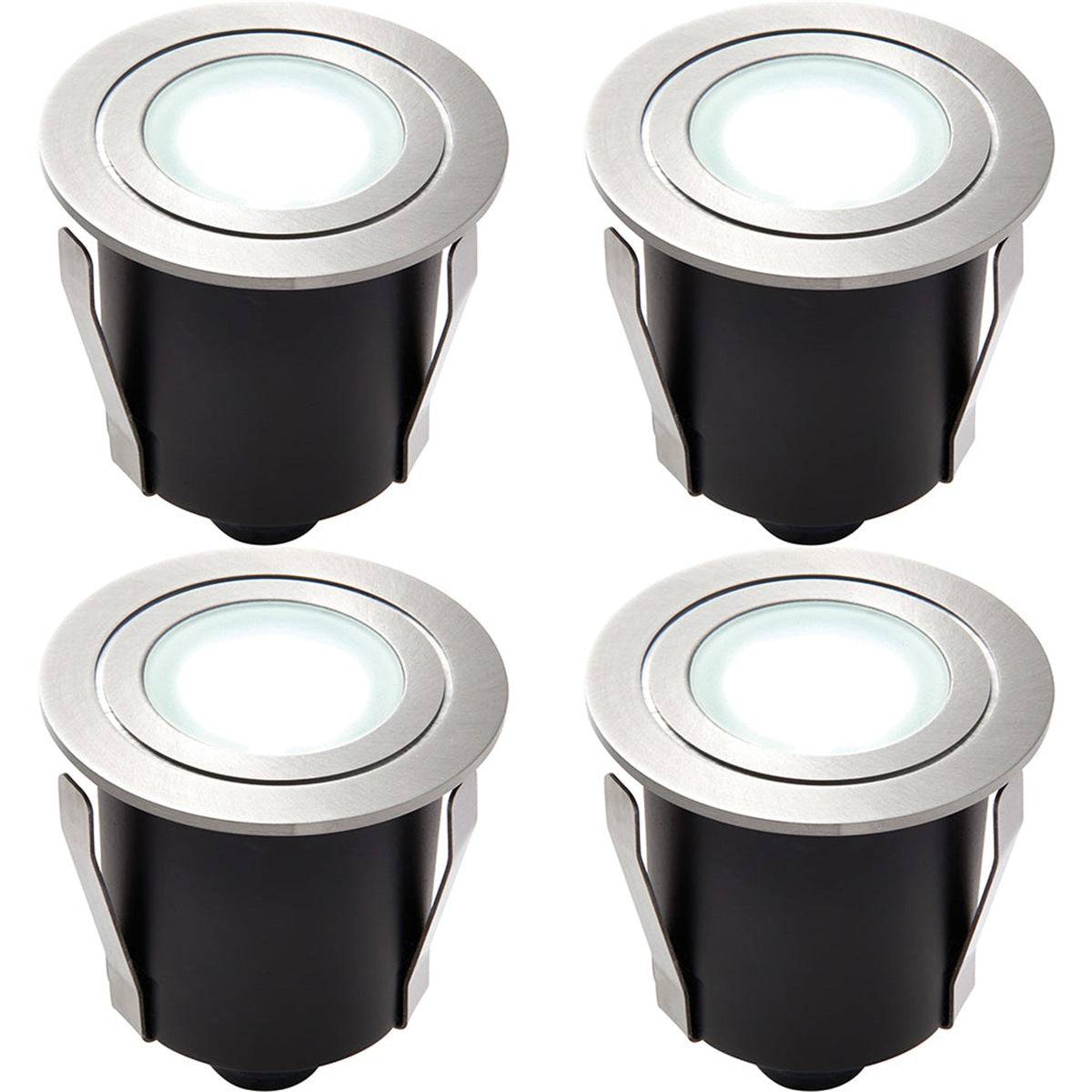 Loops Direct Pack of 4 6cm 316L Stainless LED Recessed Guide Light - Brushed - Image 1