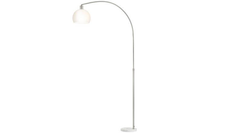 HOMCOM Modern Arc Floor Lamp with Marble Base - White