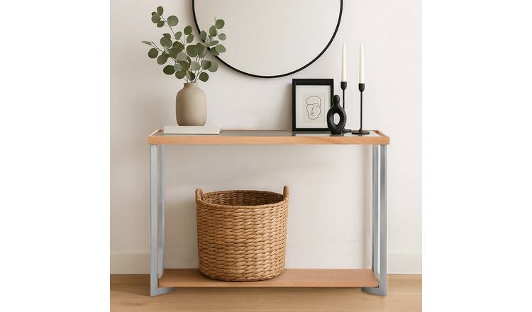 Orsina Kensington Townhouse Mirrored Top Console Table – Natural