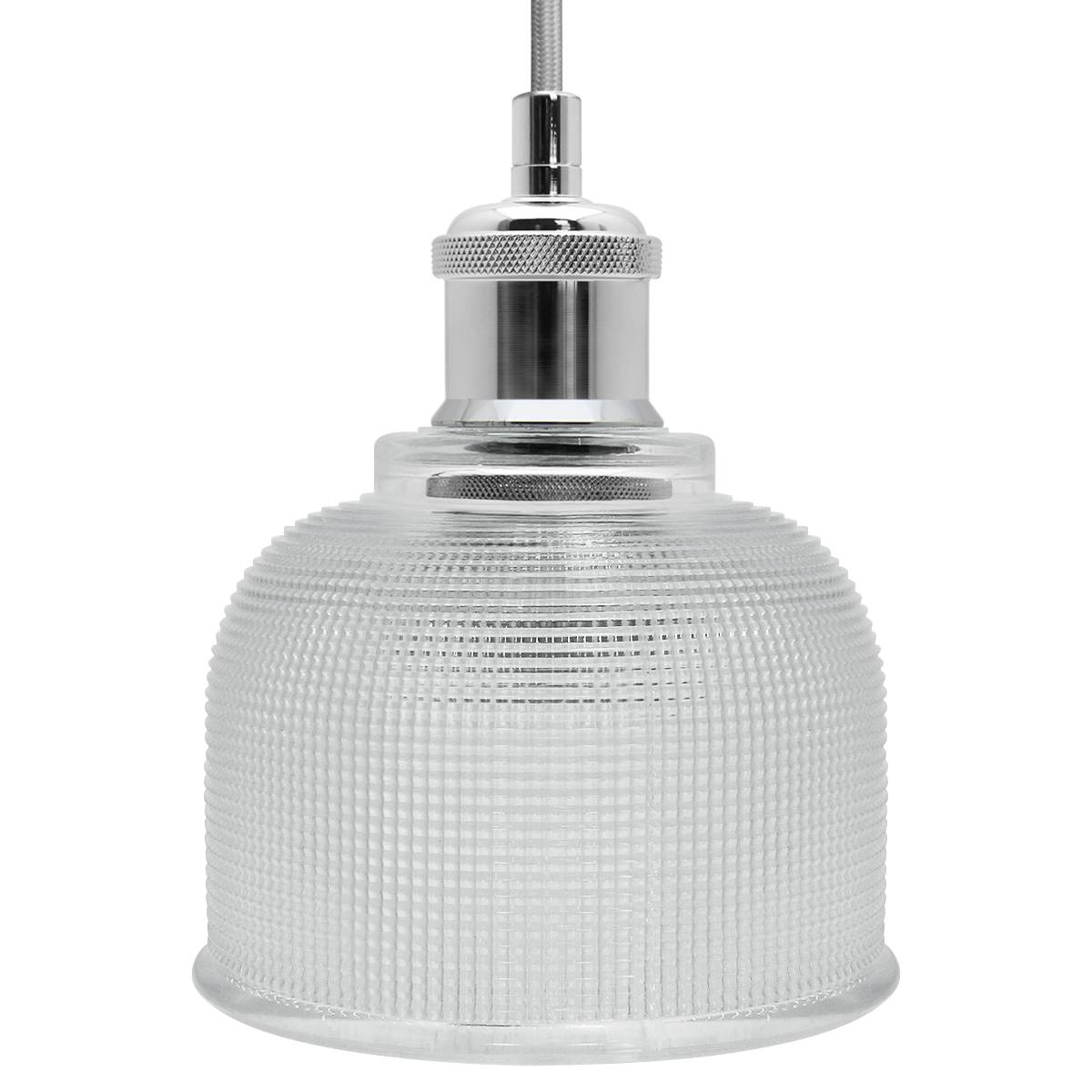 Energy Light Bulbs Mini Bell Pattern Glass Ceiling Pendant Light - Chrome - Image 3