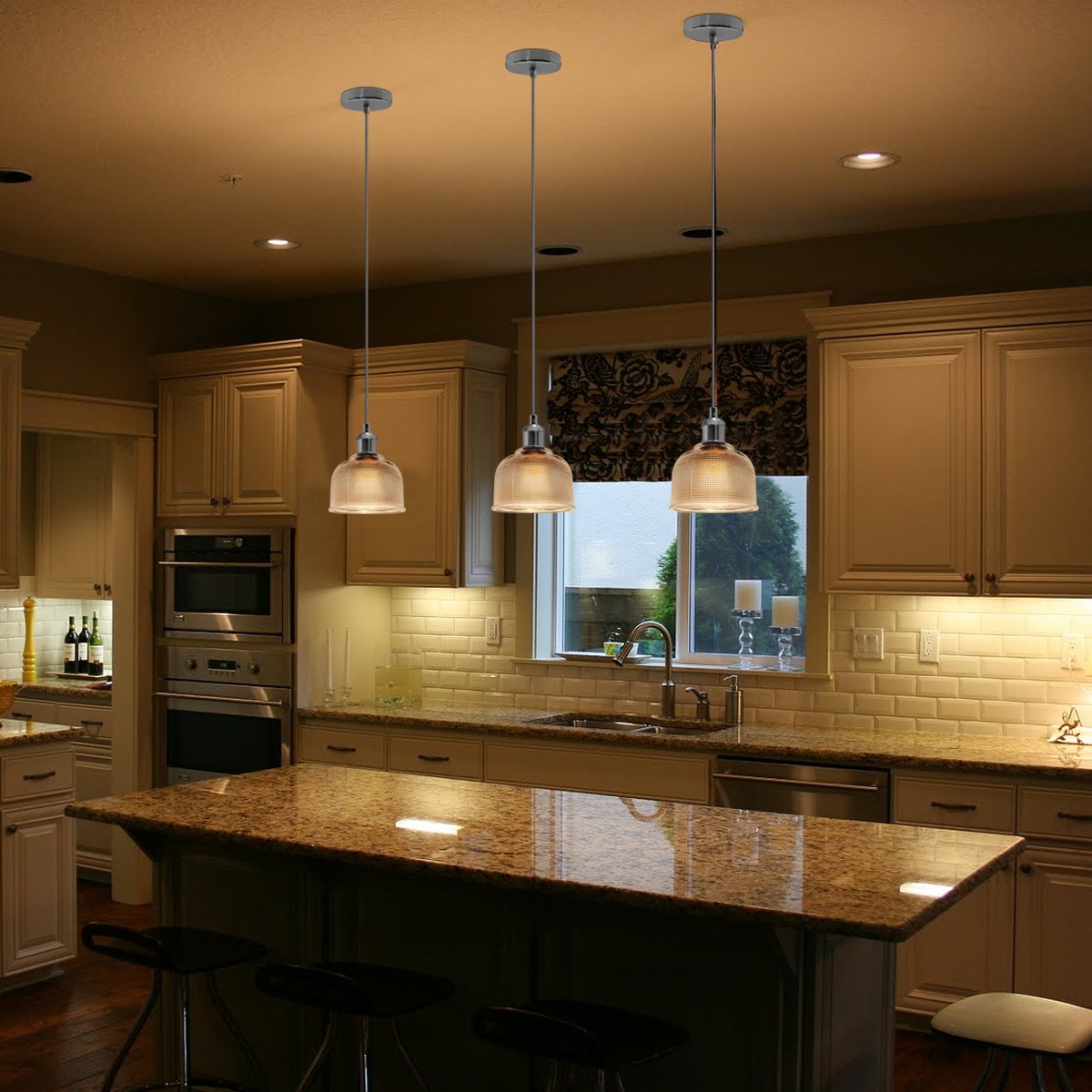 Energy Light Bulbs Mini Bell Pattern Glass Ceiling Pendant Light - Chrome - Image 6