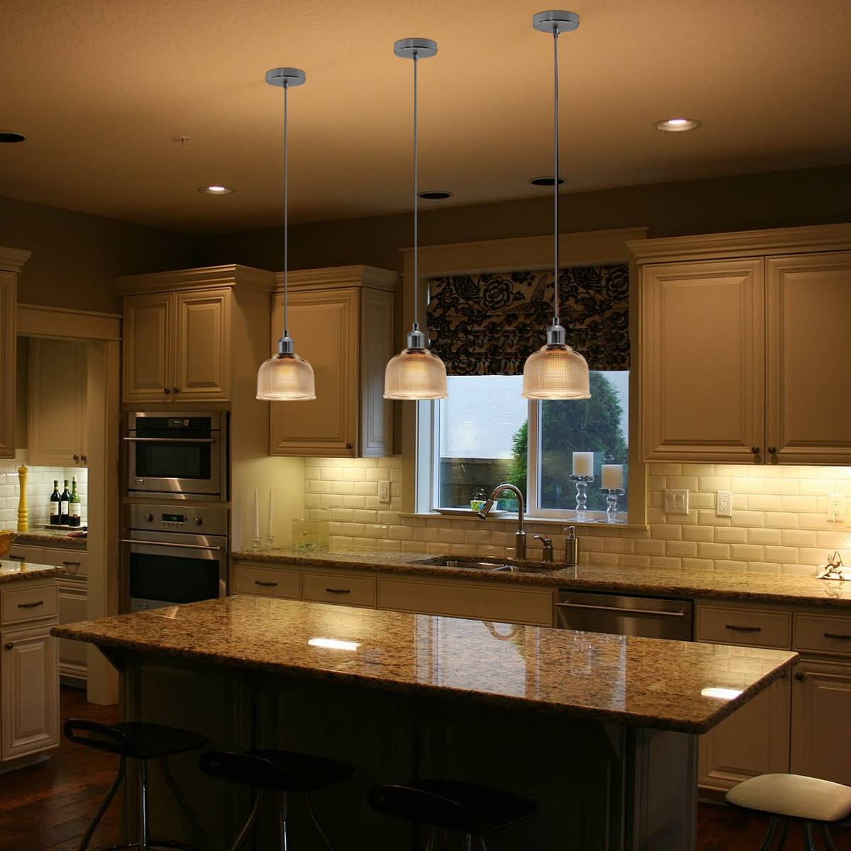 Energy Light Bulbs Mini Bell Pattern Glass Ceiling Pendant Light - Chrome - Image 6