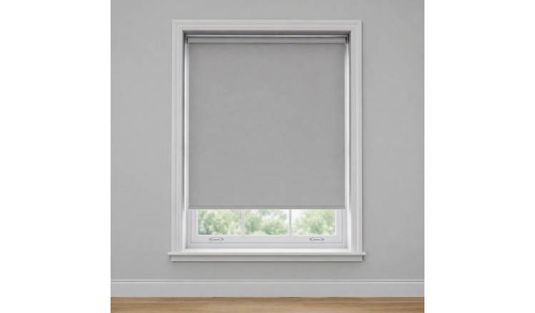 New Edge Blinds Light Grey No Drill Blackout Roller Blind - 45cm x 165cm