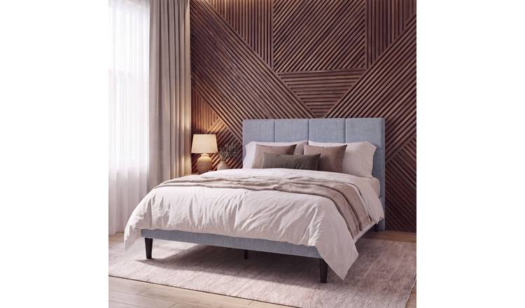 Vida Designs Velmora King Linen Fabric Bed With Mattress - Light Grey